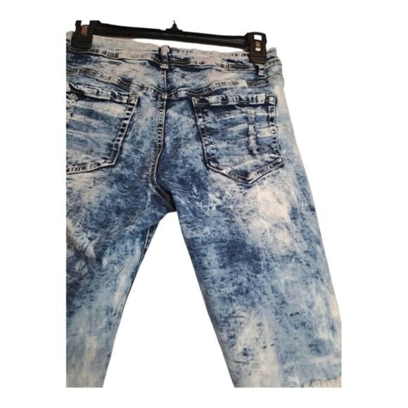 Mystiq Acid Wash Distressed Junior's Heavy Rip Off Stretch Denim Size 9 (Flaw) - Picture 3 of 6